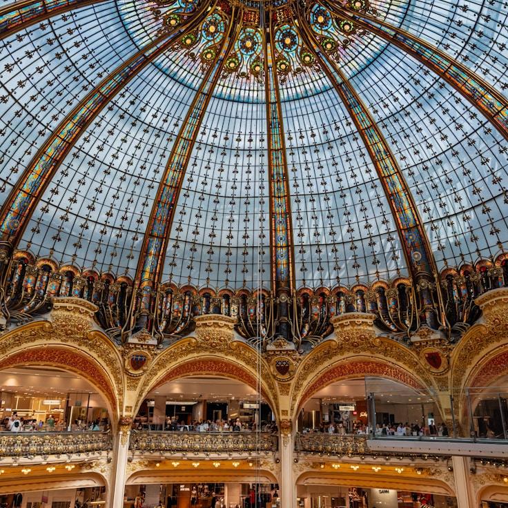 Modern shopping mall interior with family areas